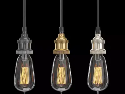 FACTORY FILAMENT BARE BULB PENDANT 3D model