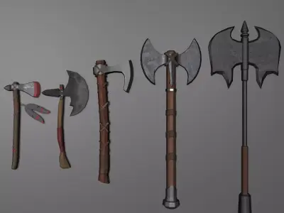 5 Axe Package Low-poly 3D model