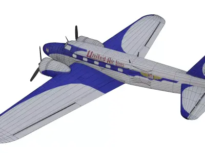 Boeing 247D Low-poly 3D model