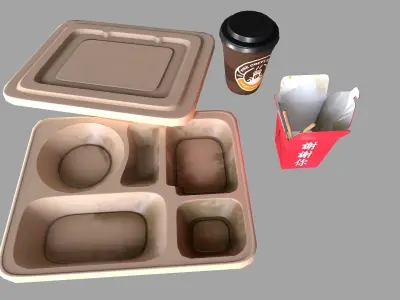 fast food containers  Low-poly 3D model