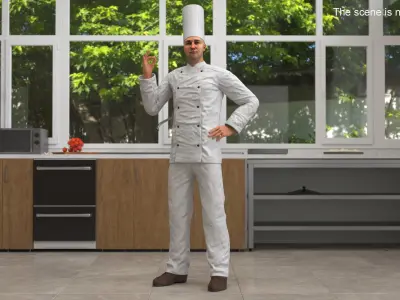 Professional Chef Character in Pose 3D model