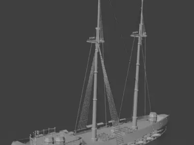 pirate ship raw mesh 3D model