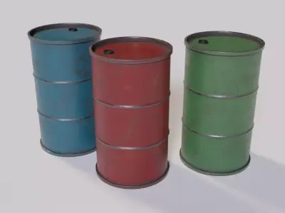 Game Ready Industrial Barrel Pack PBR Low-poly 3D model