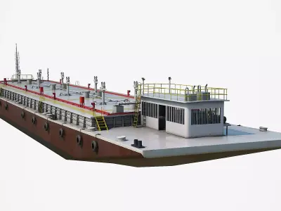 OIL Transport Barge Low-poly 3D model