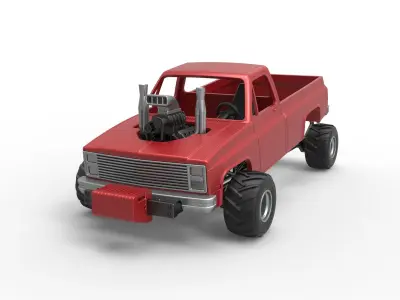 Old school pulling truck 4wd Scale 1 to 25 3D print model