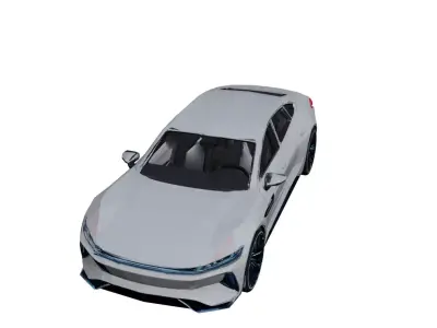 Futuristic Generic Electric Sedan Low Poly Car Partial interior  Low-poly 3D model