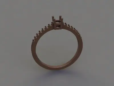 Thin Solitaire Dainty Engagement Ring Split Prong Shank 3D print model