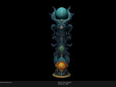 Low Poly Stylized Etheral Alien Totem Low-poly 3D model