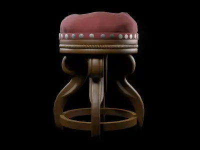 Antique Dark Wooden Chair Low-poly 3D model