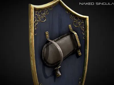 Royal Shield Medieval dark fantasy weapon Low-poly 3D model