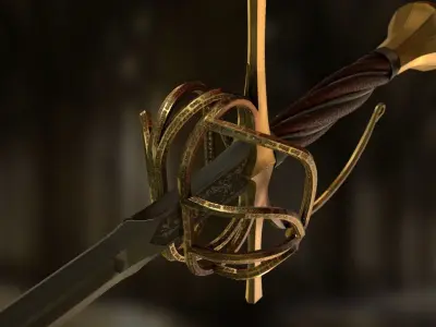 Rapier sword Low-poly 3D model