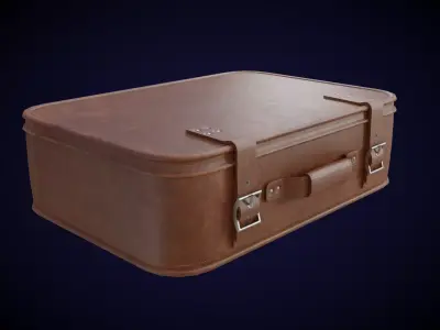 Classic Leather Suitcase Low-poly 3D model