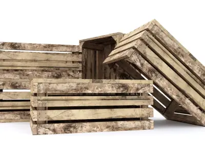 WOODEN BOX Low-poly 3D model 5