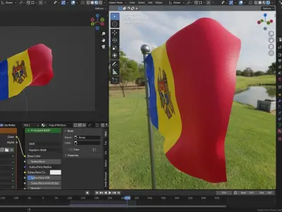 Animated Moldova Flags 3D model