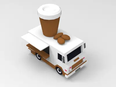 low poly foodtruck Low-poly 3D model
