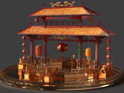 Chinese ancient gate  3D model by aceimagedesign-1