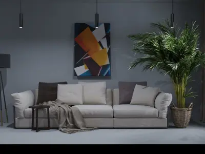 Minimalistic Interior room with plant Free 3D model