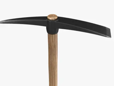 Pickaxe axe with wooden handle Low-poly 3D model