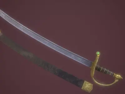 Pirate Cutlass Game Ready Sword And Scabbard Low-poly 3D model