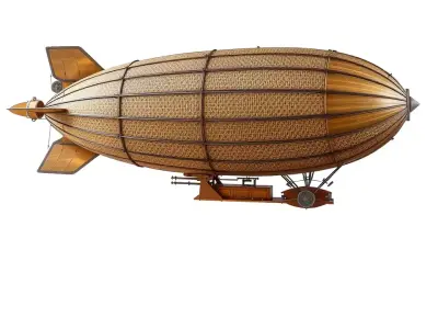 Vintage Airship Woodgrain model pack Low-poly 3D model