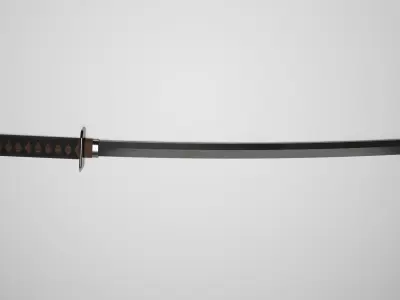Katana samurai sword Low-poly 3D model 6