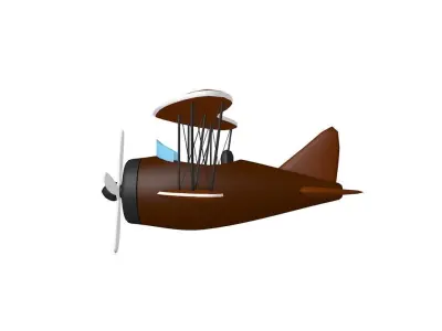 Brown Airplane Low-poly 3D model