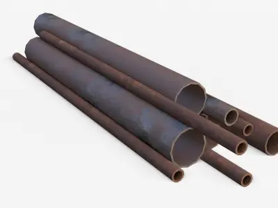 Steel Rusted Pipes Low-poly 3D model