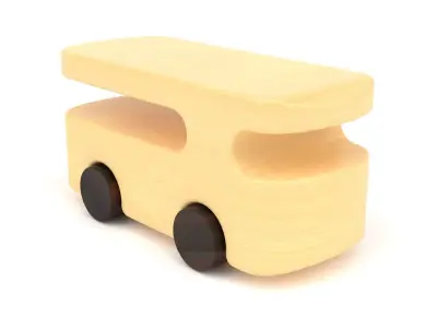 Wooden toy bus 02 3D model
