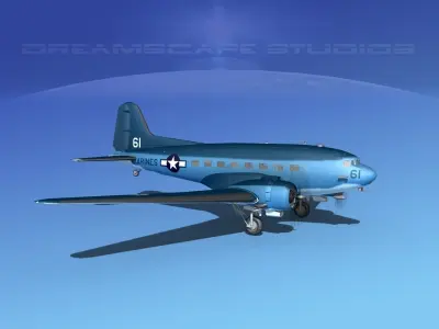 Douglas R-4D Dakota US Marines V1 3D model