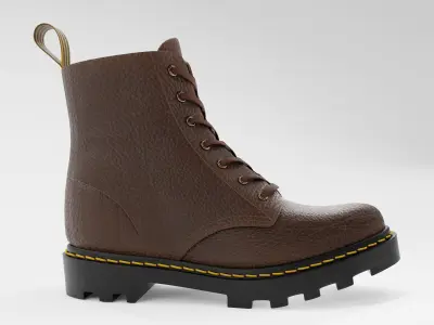 Leather Boot Combat - Military Tactical Brown Low-poly 3D model