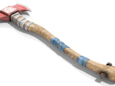 Fire Axe Low-poly 3D model 7