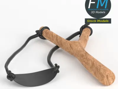 Slingshot 1 wooden stick 3D model
