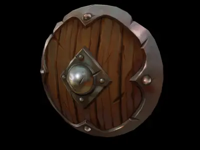 Wooden Shield Low-poly 3D model 21