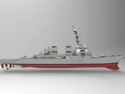 ddg51 Ship Arleigh Burke class destroyer  Low-poly 3D model