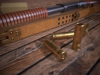 Winchester M12 Shotgun Low-poly 3D model