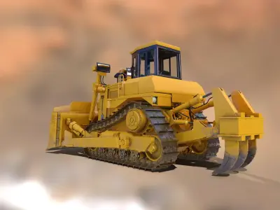 Bulldozer Low-poly 3D model by PhilRivera from CGTrader (Low-poly)
