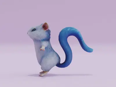 Rodent Fantasy Fluffy Tail T-pose Low High Poly Character Low-poly 3D model