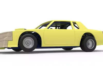 Vintage Dirt late model race car while turning Scale 1 to 25 3D print model