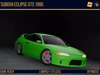 Stylized Mitsubishi Eclipse - Game Ready Low-poly 3D model