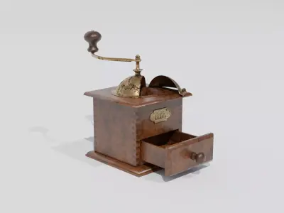 Rigged vintage coffe grinder Low-poly 3D model