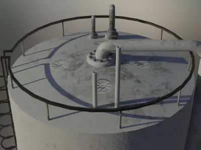 Industrial methanol storage tank 3D model