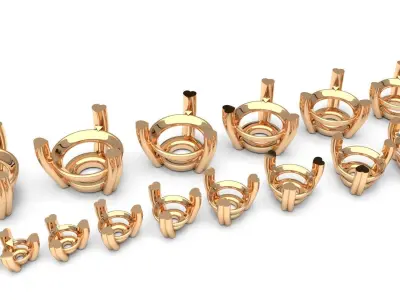 A package of solitaire ring heads engagement 3 prong printable 3D print model get