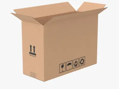 Cardboard Box 50x20x35 Half Open 3D model