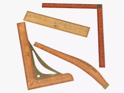 Tailor Rulers Set Low-poly 3D model