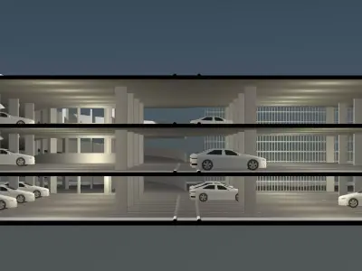 Parking garage building in section cut 25-15 3D model