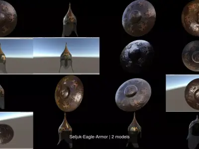 Seljuk-Eagle-Armor shield with birds 3D Model Pack