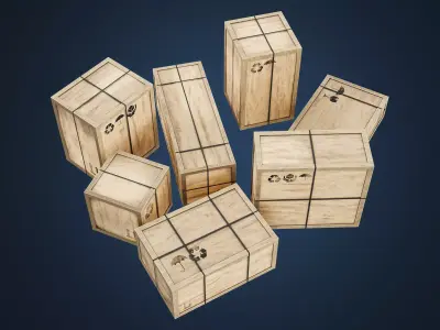 Wooden Cargo box Low-poly 3D model purchase