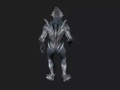 Alien Spitter Sci-Fi Creature Rigged Low-poly 3D model