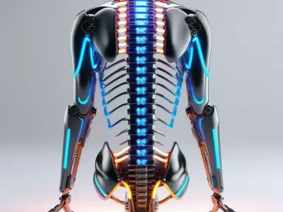 Neon Cybernetic Spine 3D Model 3D model