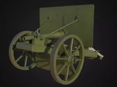 37mm Rosenberg gun Low-poly 3D model